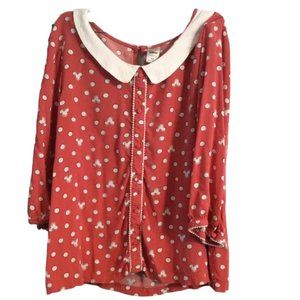 Lauren Conrad LC Disney Mickey blouse collar 3/4 sleeves XL